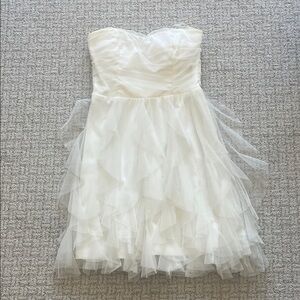 White Strapless Tulle Dress